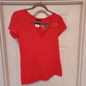 Harley-Davidson Women's Red Short Sleeve Tee
